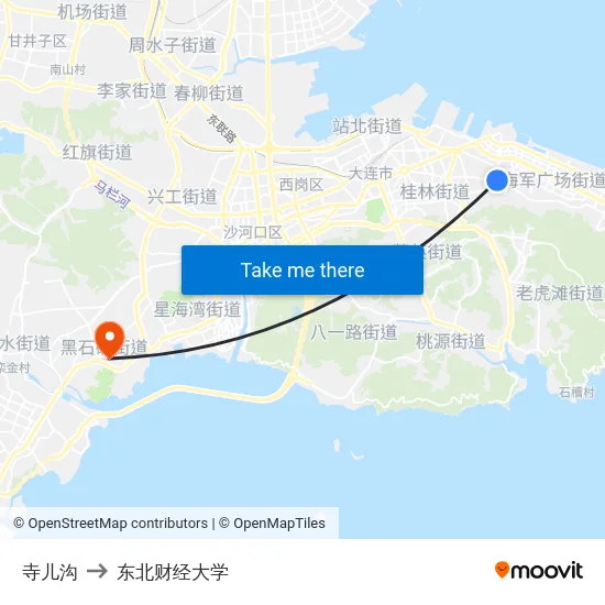 寺儿沟 to 东北财经大学 map