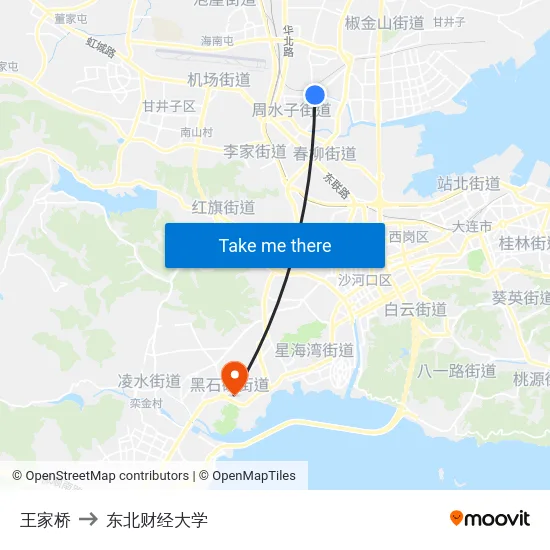 王家桥 to 东北财经大学 map