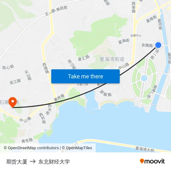 期货大厦 to 东北财经大学 map