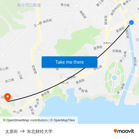 太原街 to 东北财经大学 map