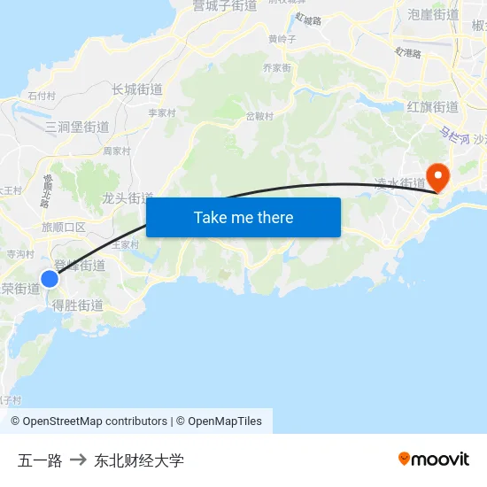 五一路 to 东北财经大学 map
