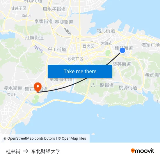 桂林街 to 东北财经大学 map