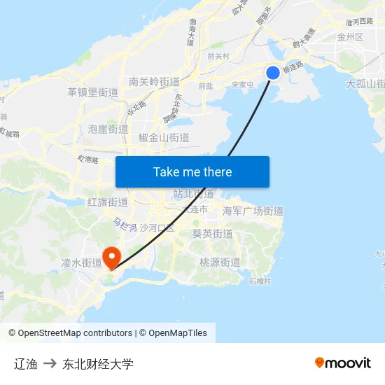 辽渔 to 东北财经大学 map