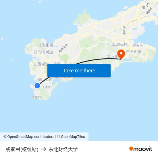 杨家村(枢纽站) to 东北财经大学 map