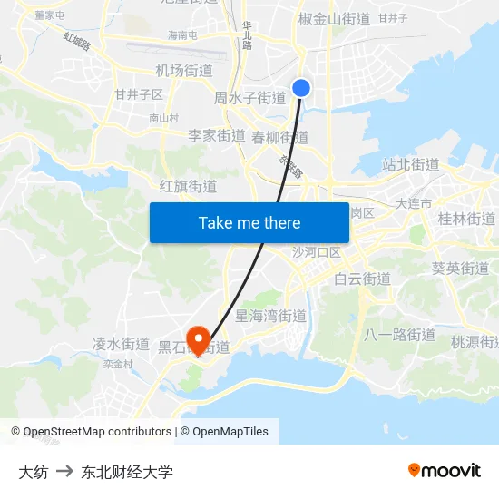 大纺 to 东北财经大学 map