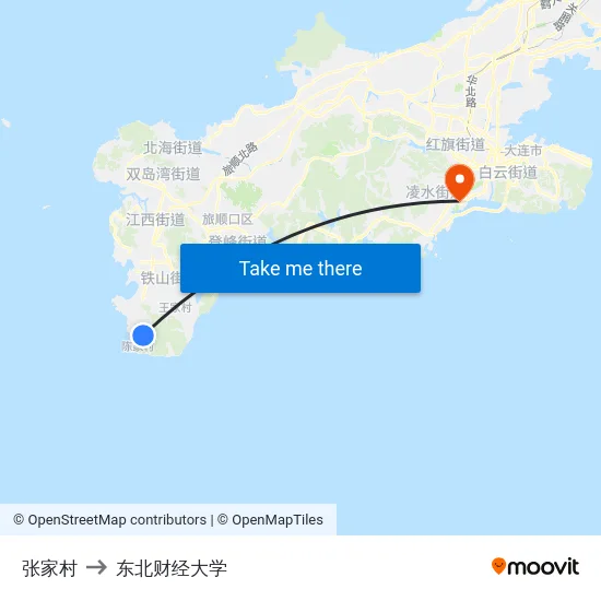 张家村 to 东北财经大学 map