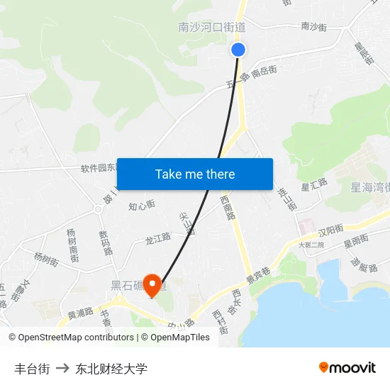 丰台街 to 东北财经大学 map