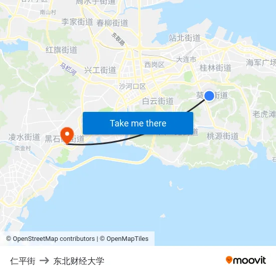 仁平街 to 东北财经大学 map