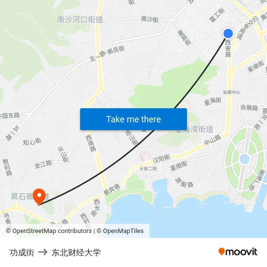 功成街 to 东北财经大学 map
