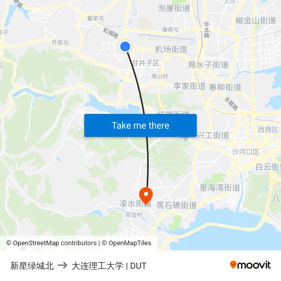 新星绿城北 to 大连理工大学 | DUT map