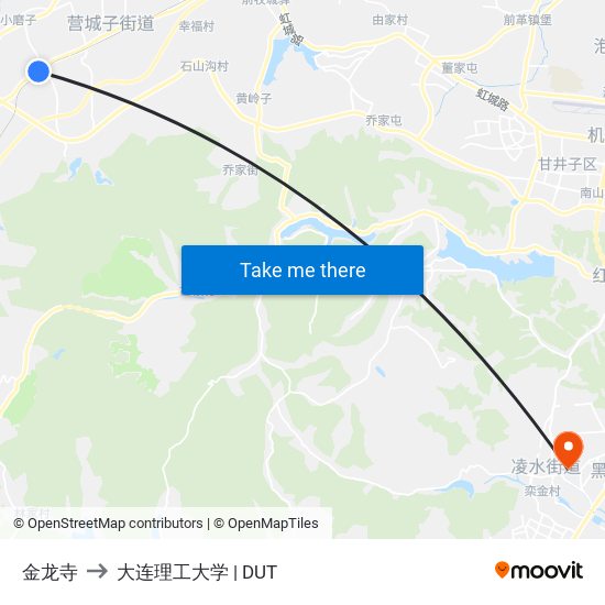 金龙寺 to 大连理工大学 | DUT map