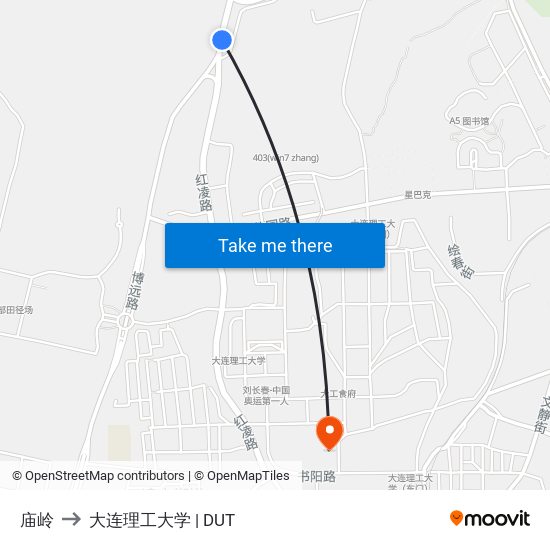 庙岭 to 大连理工大学 | DUT map