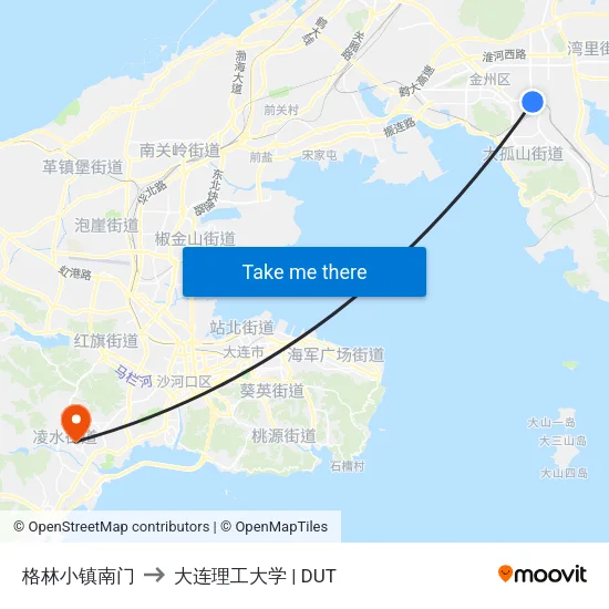 格林小镇南门 to 大连理工大学 | DUT map