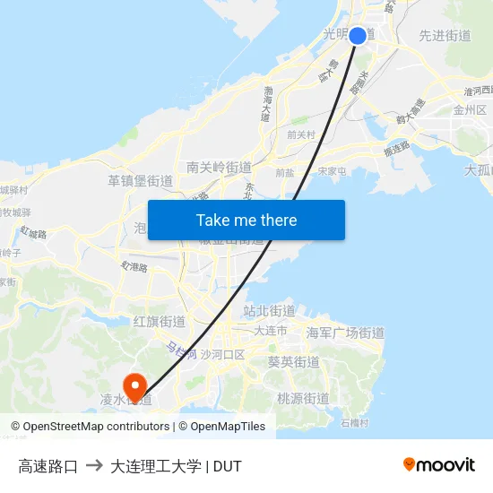 高速路口 to 大连理工大学 | DUT map