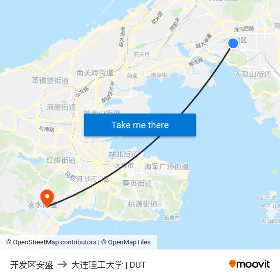 开发区安盛 to 大连理工大学 | DUT map