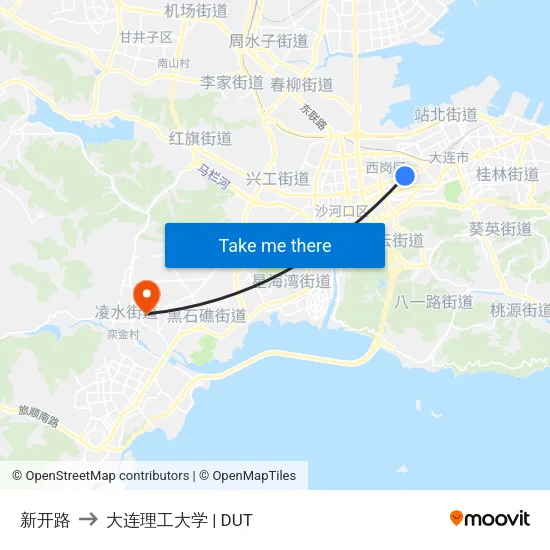 新开路 to 大连理工大学 | DUT map