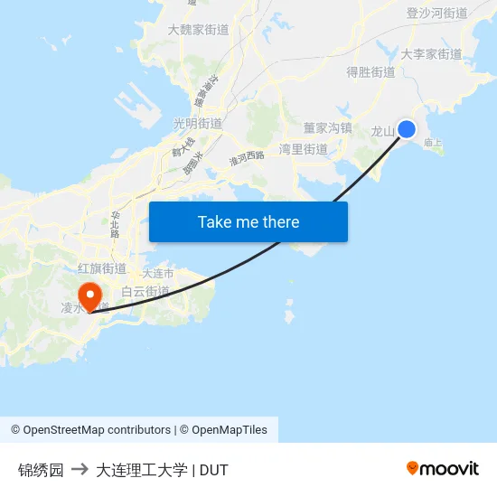锦绣园 to 大连理工大学 | DUT map