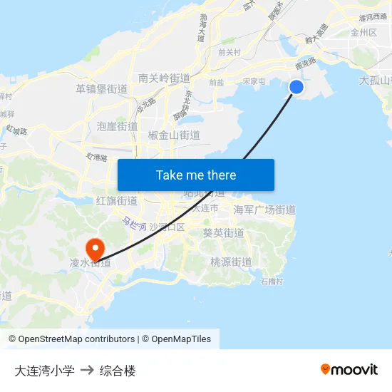 大连湾小学 to 综合楼 map