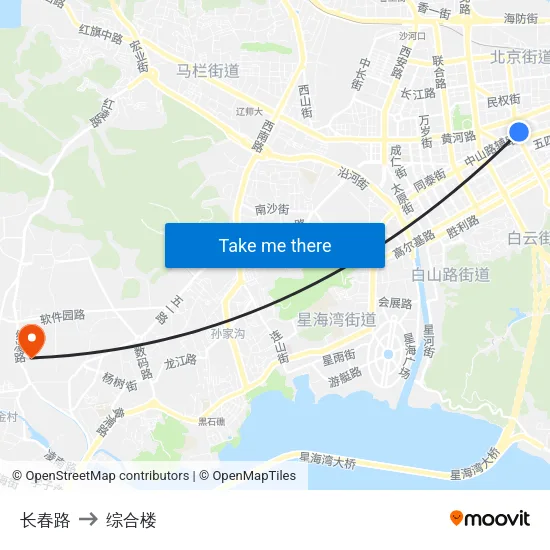 长春路 to 综合楼 map