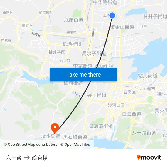 六一路 to 综合楼 map