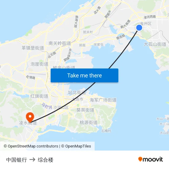 中国银行 to 综合楼 map