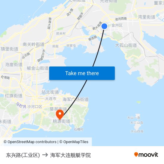 东兴路(工业区) to 海军大连舰艇学院 map