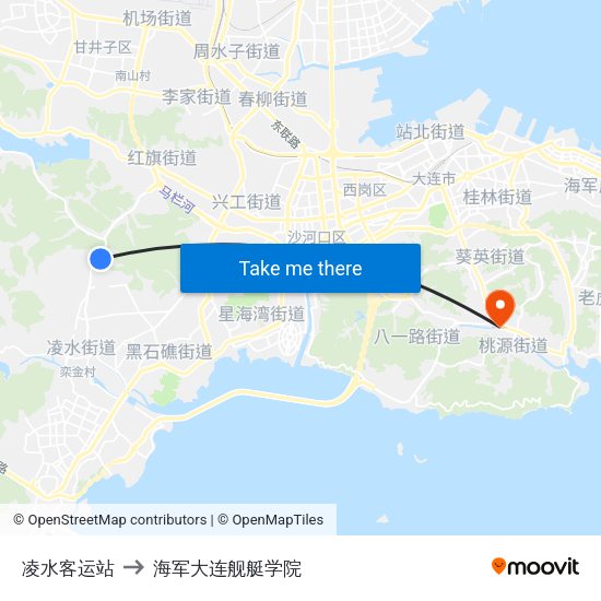 凌水客运站 to 海军大连舰艇学院 map