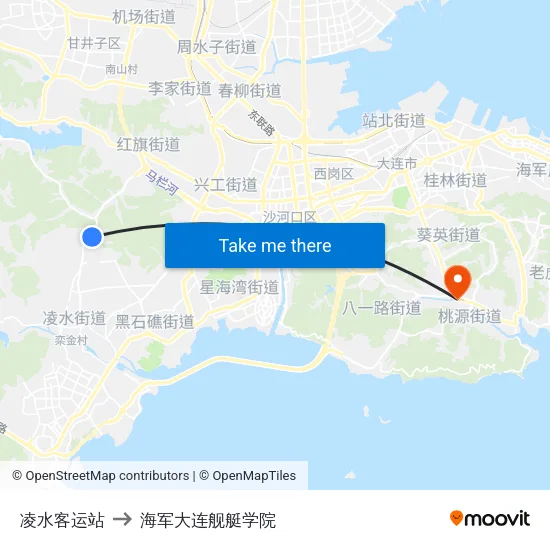 凌水客运站 to 海军大连舰艇学院 map