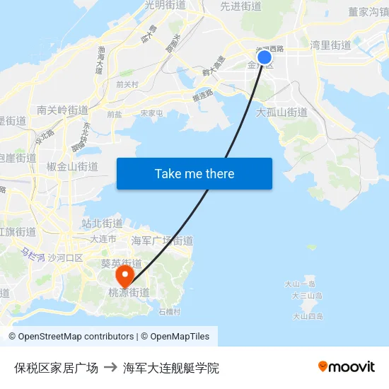 保税区家居广场 to 海军大连舰艇学院 map