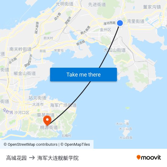 高城花园 to 海军大连舰艇学院 map