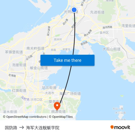 国防路 to 海军大连舰艇学院 map
