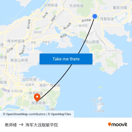 教师楼 to 海军大连舰艇学院 map