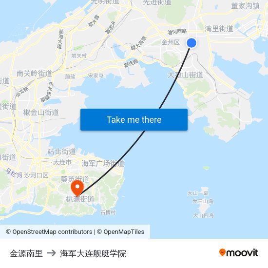 金源南里 to 海军大连舰艇学院 map