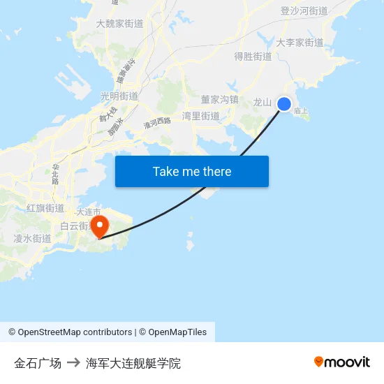 金石广场 to 海军大连舰艇学院 map
