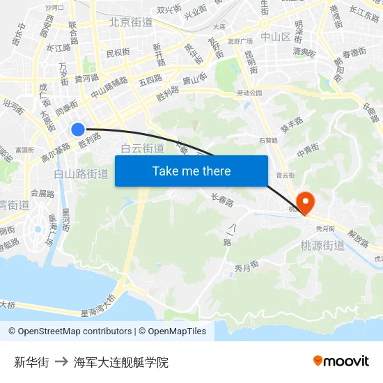 新华街 to 海军大连舰艇学院 map