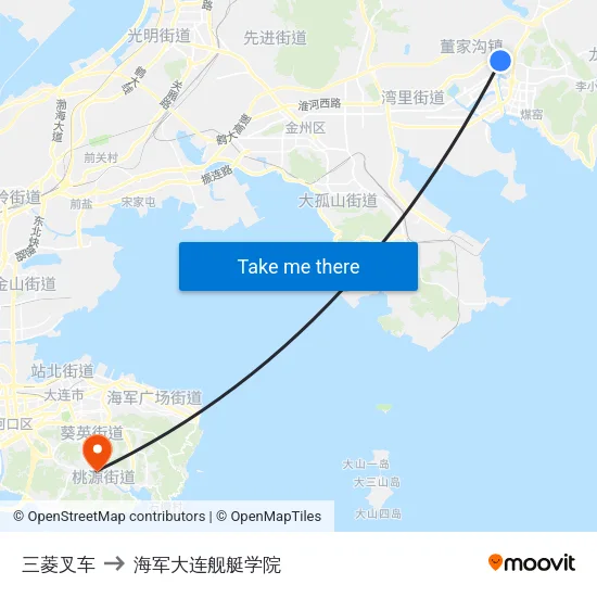 三菱叉车 to 海军大连舰艇学院 map