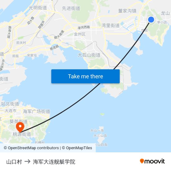 山口村 to 海军大连舰艇学院 map