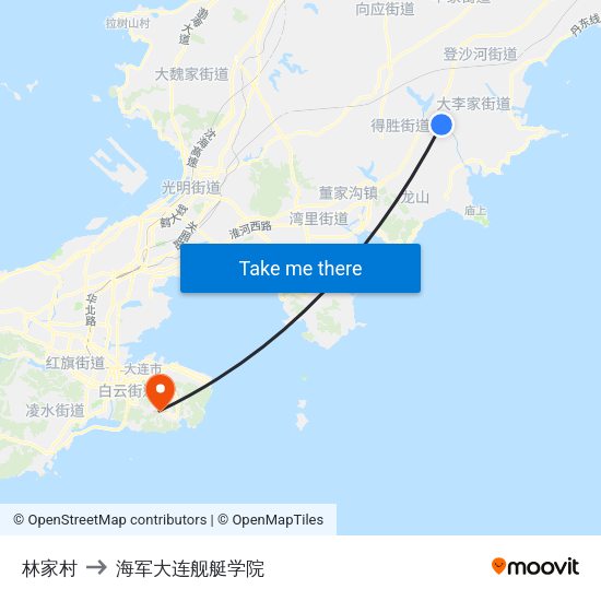 林家村 to 海军大连舰艇学院 map