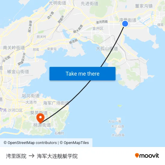 湾里医院 to 海军大连舰艇学院 map