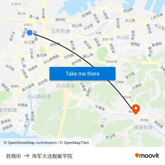 抚顺街 to 海军大连舰艇学院 map