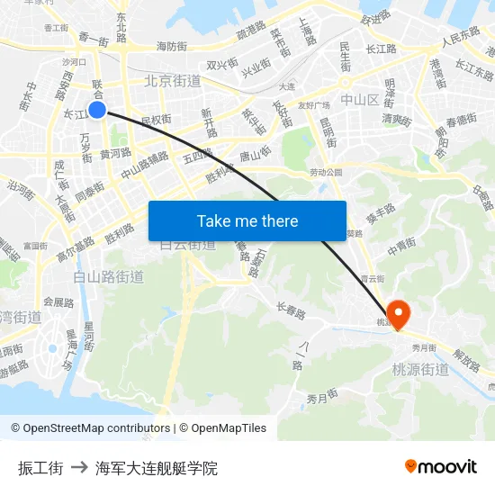 振工街 to 海军大连舰艇学院 map