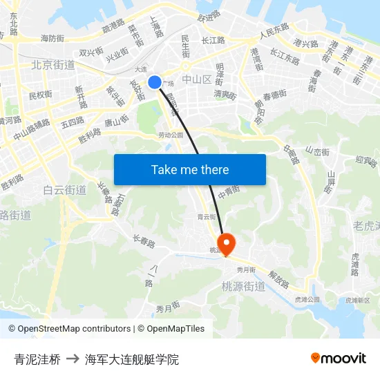 青泥洼桥 to 海军大连舰艇学院 map