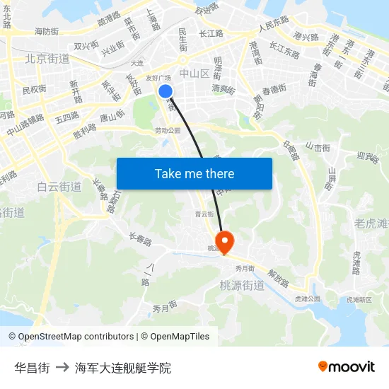 华昌街 to 海军大连舰艇学院 map