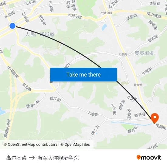 高尔基路 to 海军大连舰艇学院 map