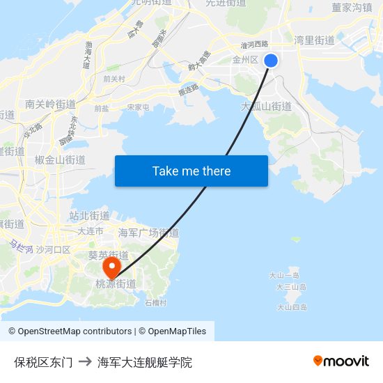 保税区东门 to 海军大连舰艇学院 map