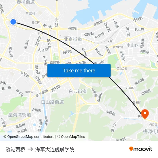 疏港西桥 to 海军大连舰艇学院 map