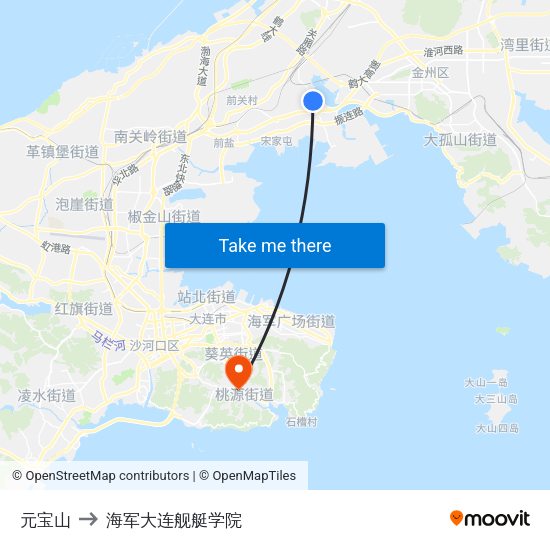 元宝山 to 海军大连舰艇学院 map