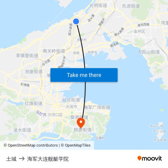土城 to 海军大连舰艇学院 map