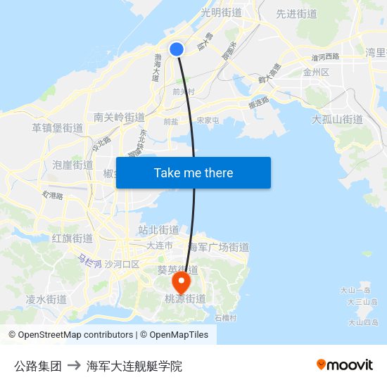 公路集团 to 海军大连舰艇学院 map
