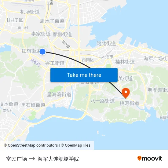 富民广场 to 海军大连舰艇学院 map